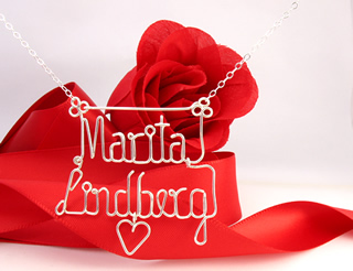 personalized name necklace in wire 